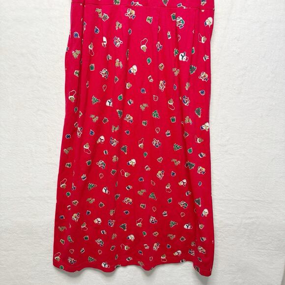 STEVEN ROSS Christmas Overall Dress Red Knit Jumper Teacher Holiday VTG Sz S - Picture 5 of 8